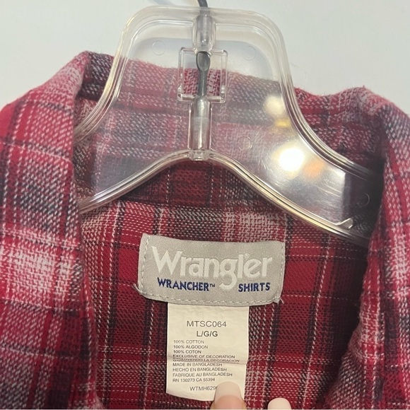 Wrangler ranch holiday grunge western red plaid button down cowboy shirt Large - Picture 5 of 7